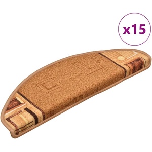 vidaXL Самозалепващи стелки за стъпала, 15 бр, бежови, 65x21x4 см