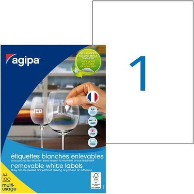 Etikety univerzálne odnímateľné 210x297mm Agipa A4 100 hárkov