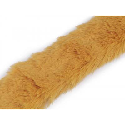 Našívacia odevná / dekoračná kožušina plochá, rezaná šírka 5 cm - 1 ks 10 horčicová