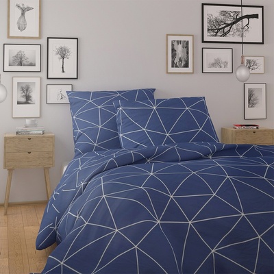 Kvalitex Obliečky 70x90+140x200 NORDIC GRID modrá