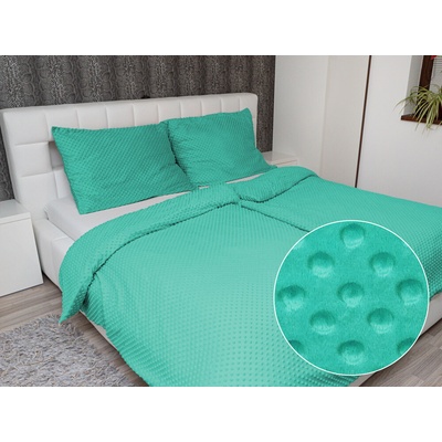 Biante Hrejivé obliečky Minky 3D bodky MKP-047 Tyrkysovo zelené 140x200 70x90