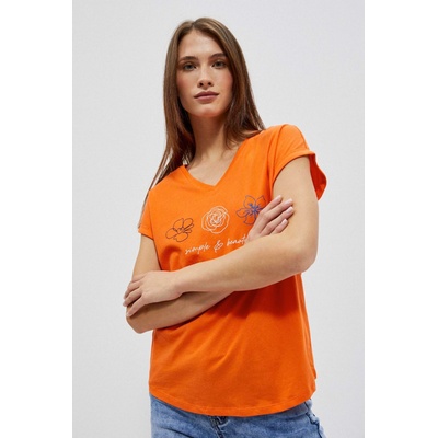 Moodo Тениска с V-образно деколте и принт в оранжево Moodo Moodo | Oranzhev | ЖЕНИ | XS