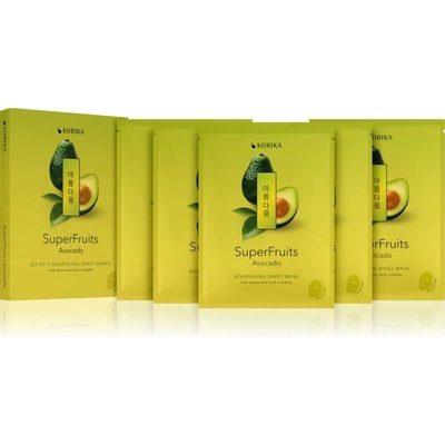 KORIKA SuperFruits Avocado Nourishing Sheet Mask vyživujúca plátienková maska 5 ks