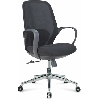 RFG Работен стол RFG Egg W Chrome, до 130кг, дамаска, полипропиленова база, регулируем люлеещ механизъм, лумбална опора, черен