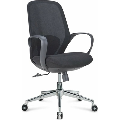 RFG Работен стол RFG Egg W Chrome, до 130кг, дамаска, полипропиленова база, регулируем люлеещ механизъм, лумбална опора, черен