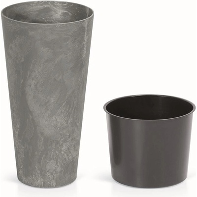 Prosperplast Květináč s vkladem TUBUS SLIM BETON EFFECT marengo 25 cm