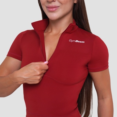 GymBeam Dámské triko Cropped Ignite Dark Red
