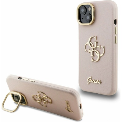 GUESS PU Grained 4G Logo Stand Camera Frame Заден калъф за iPhone 15 Pink Guess | Rozov | ЖЕНИ | UNI
