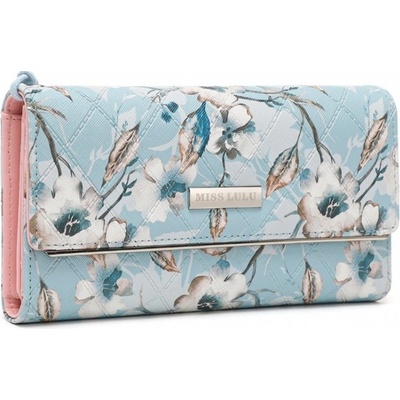 Miss Lulu dámska peňaženka s potlačou kvetín - modrá