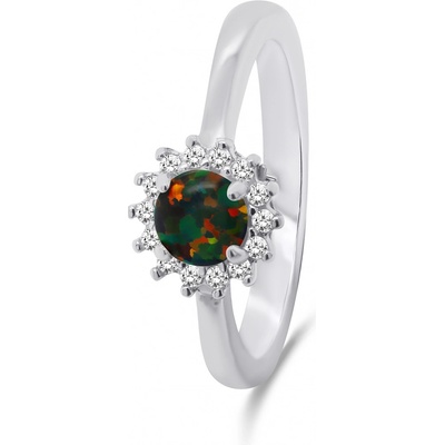 Brilio Silver stříbrný s opálem a zirkony RI056WBC