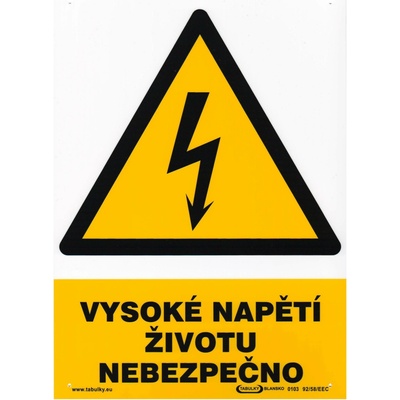 tabulka - VYSOKÉ NAPĚTÍ - ŽIVOTU NEBEZPEČNO 210x297mm (A4) PH