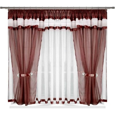 BytoTex Voálová kusová záclona se závěsem Alena hnědá 400x150 cm
