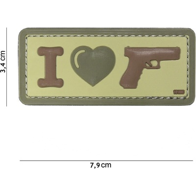 Gumová nášivka 101 Inc nápis I Love My Sidearm - coyote