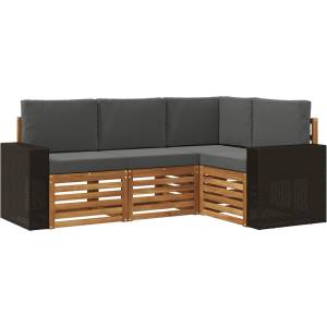 vidaXL Комплект дивани за открито 4 бр. Полиестер (3384303)