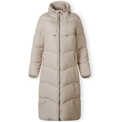 Minoti Яке Minoti Women long quilted winter jacket with contrast zip and drawstring hood grey - Stone