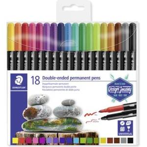 STAEDTLER Комплект маркери за алкохол, 0, 5/3, 0 мм, с два края, staedtler "3187", 18 различни цвята 3187 tb18 (3187 tb18)