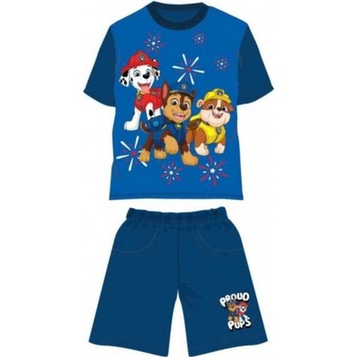SpinMaster Chlapčenský bavlnený letný set Tlapková patrola Paw Patrol tm. modrý 100% bavlna