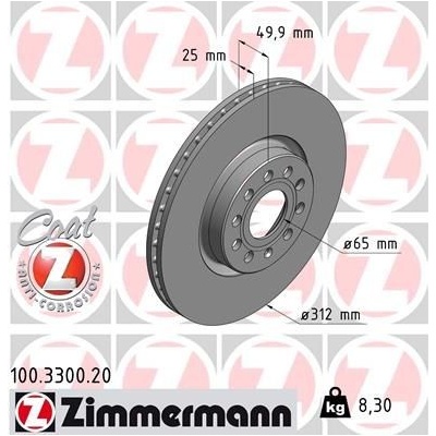 Brzdový kotúč ZIMMERMANN COAT Z 100.3300.20