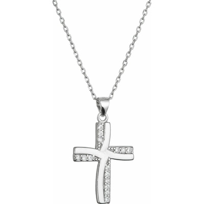 Pavona Strieborný náhrdelník kríž so zirkónmi 12135.1 crystal