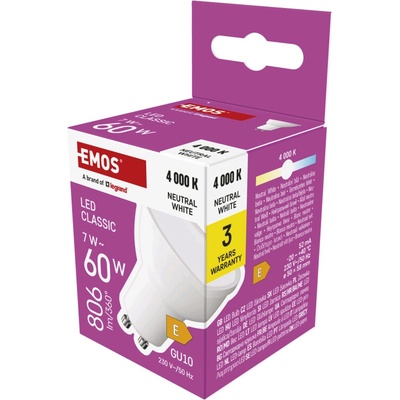 EMOS LED CLS MR16 7W 60W 806 lm GU10 NW 1525730419