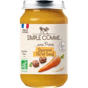 Simple Comme Био зеленчуково пюре Simple Comme - С говеждо, пшеница и зеленчуци, 6 м+, 190 g (3288131900636) - baby