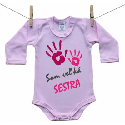 Boodyy Ružové Body s dlhým rukávom Som veľká sestra