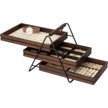 Umbra Органайзер за бижута на три нива Umbra Terrace, цвят черен и орех (1004037-048)