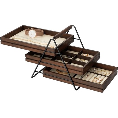 Umbra Органайзер за бижута на три нива Umbra Terrace, цвят черен и орех (1004037-048)