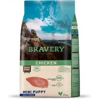 Bravery Chicken Mini Breeds Puppy - Пълноценна храна подрастващи кученца от дребни и мини породи с пилешко 2 кг