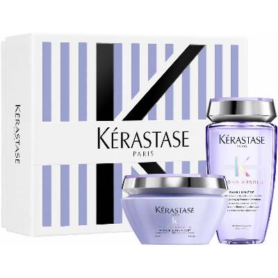 Kérastase Blond Absolu Kérastase Blond Absolu Bain Lumière šampónový kúpeľ pre zosvetlené alebo melírované vlasy 250 ml + Kérastase Blond Absolu Masque Ultra-Violet hĺbková starostlivosť pre zosvetlen