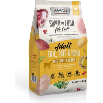 MAC's MAC`S CAT DRY - ADULT Duck, Turkey & Chicken - Пълноценна храна за израснали котки с патешко, пуешко и пилешко месо 300 гр