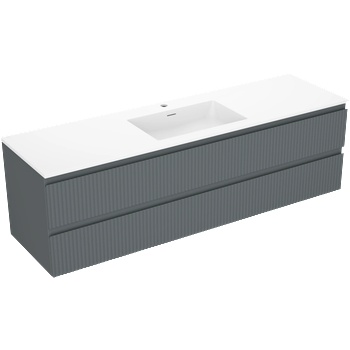 Mexen Rivel баня шкаф 160 см с мивка Otis, 2 чекмеджета, оребрени, графит мат/бял (91A20-16047-2-BFF66-W18M01)