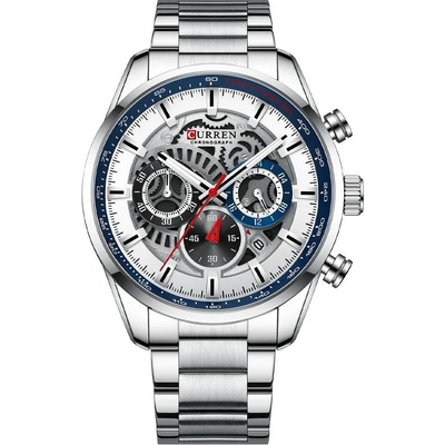 Curren Мъжки часовник Curren Selvage, Неръждаема стомана, Хронограф, Сребрист / Бял (CURREN-8391-SILVER-WHITE)