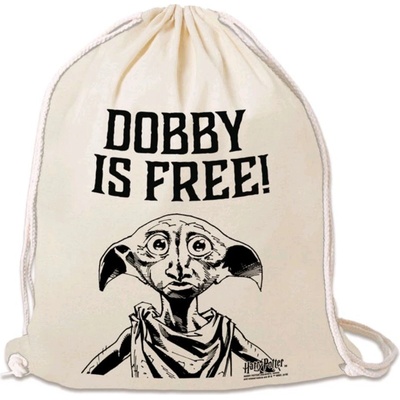 CurePink bavlněnný gym Harry Potter Dobby Is Free černá bavlna