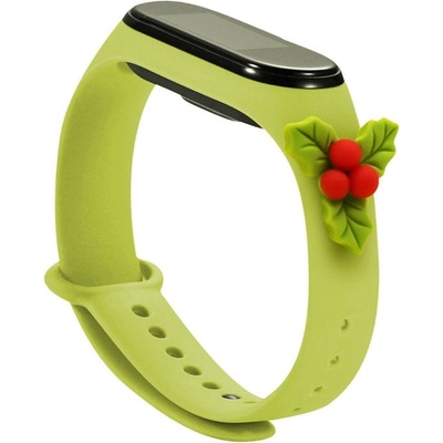 HQWear Резервна силиконова каишка Strap Xmas за Xiaomi Mi Band 5/Mi Band 6, Зелен-Имел (10022252)