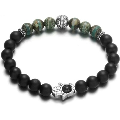 Daniel Dawson Luxusní náramek Ruka Fatimy nebeská perla achát NR2095/21 Černá