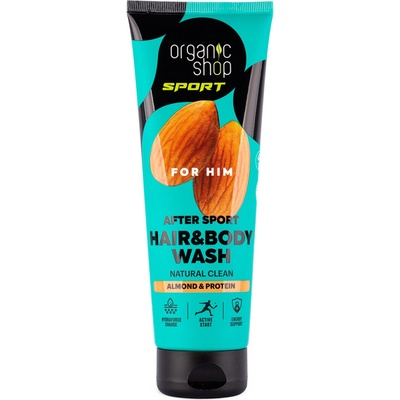 ORGANIC SHOP SPORT Pánský sprchový gel na vlasy a tělo Mandle a protein 200 ml