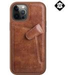 Nillkin iPhone 12 Pro Max NILLKIN AOGE пластмасов калъф за телефон с гръб от естествена кожа, джобче за карти, КАФЯВ (GP-101589)