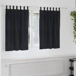 Pure Line Home Кадифени завеси в цвят черен с текстилни гайки (уши), 2 бр. , 140 x 140 см