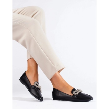 Designové dámské černé mokasíny bez podpatku