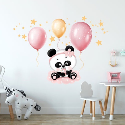 Plotbase s.r.o. Nálepky na stenu panda s balónikmi rozmery 120x100cm