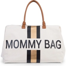 Childhome Mommy Bag Big Canvas Off White Stripes černá/zlatá