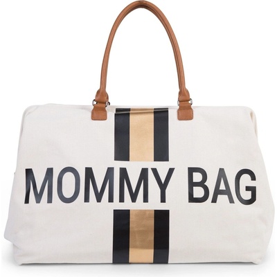 Childhome Mommy Bag Big Canvas Off White Stripes černá/zlatá