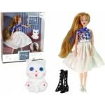 LEAN Toys Baby Doll Doll with Cat Long Brown Hair