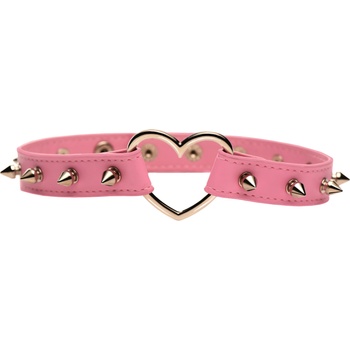 Master Series Spiked Heart Choker Pink