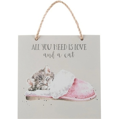 Dřevěná cedule Wrendale Designs "The Snuggle is Real", 15x15 cm - Kočka