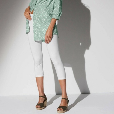 Blancheporte Súprava 2 ks jednofarebných 3/4 legín s pružným pásom biela/čierna