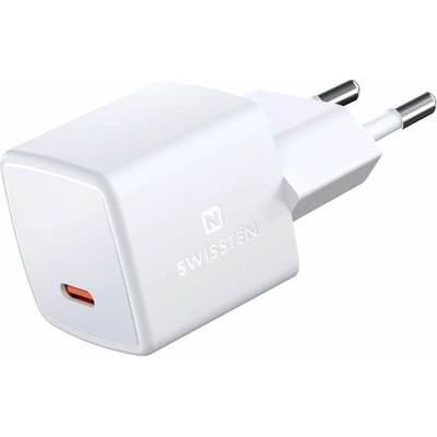 Nabíječka cestovní SWISSTEN GaN USB-C (PD), 33W, bílá – Zbozi.Blesk.cz