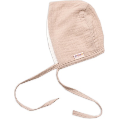 Pletená čiapočka na zaväzovanie bonetka Boy Hand Made Baby Nellys bežová