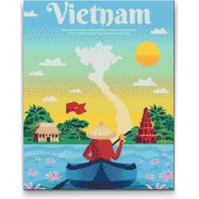 Vymalujsisam.cz Diamantové malování Vietnam 30 x 40 cm Na kartonové desce diamanty Kulaté